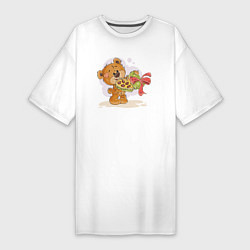 Женская футболка-платье Мишка с конфетами