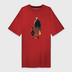 Футболка женская-платье Сын и его отец, цвет: красный