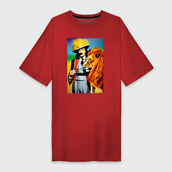 Футболка женская-платье Salvador Dali and lion, цвет: красный
