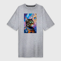 Женская футболка-платье Кот в космосе - нейросеть