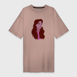 Женская футболка-платье Девушка с рыжими волосами