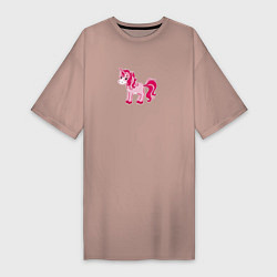 Женская футболка-платье Розовый мультяшный единорог