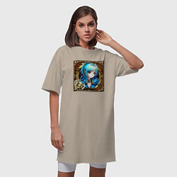 Футболка женская-платье Девушка стимпанк из нейросети, цвет: миндальный — фото 2