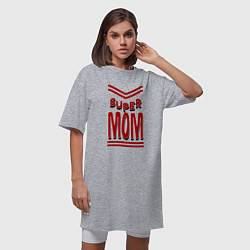 Футболка женская-платье Super mom большие бувы, цвет: меланж — фото 2