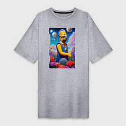 Футболка женская-платье Гомер Симпсон в будущем - нейросеть, цвет: меланж