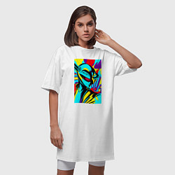 Футболка женская-платье Alien - neural network - pop art, цвет: белый — фото 2