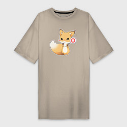 Женская футболка-платье Милая лисичка со знаком стоп