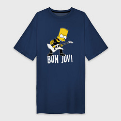 Женская футболка-платье Bon Jovi Барт Симпсон рокер