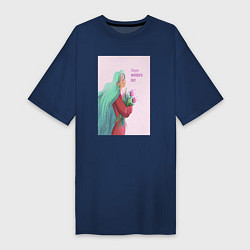 Женская футболка-платье Девушка с цветами