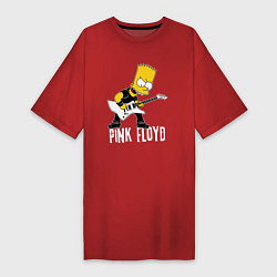 Женская футболка-платье Pink Floyd Барт Симпсон рокер