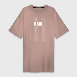 Женская футболка-платье Надпись rain и линии