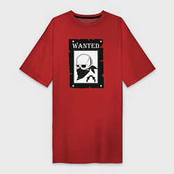 Футболка женская-платье Череп wanted, цвет: красный