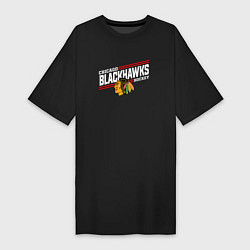 Женская футболка-платье Чикаго Блэкхокс название команды и логотип