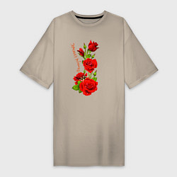 Женская футболка-платье Прекрасная Эсмеральда - букет из роз