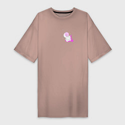 Футболка женская-платье Крошечный котенок: im smol, цвет: пыльно-розовый