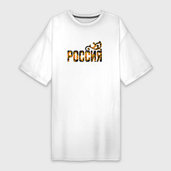 Женская футболка-платье Россия: в стиле хохлома