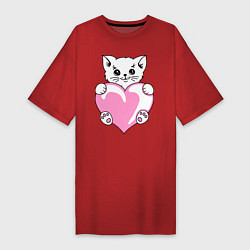 Женская футболка-платье Влюбленный котик