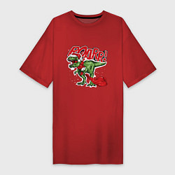Женская футболка-платье Santa t rex gifts
