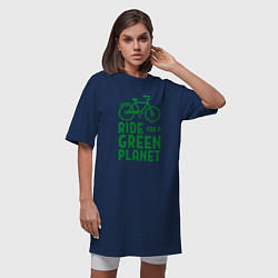 Футболка женская-платье Ride for a green planet, цвет: тёмно-синий — фото 2
