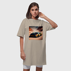 Футболка женская-платье Lamborghini Aventador, цвет: миндальный — фото 2