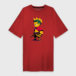 Футболка женская-платье Bart Simpson samurai - neural network, цвет: красный