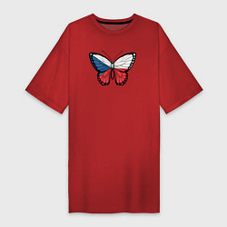 Футболка женская-платье Чехия бабочка, цвет: красный