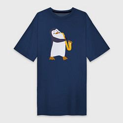 Женская футболка-платье Пингвин играет на инструменте