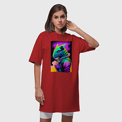 Футболка женская-платье Dino astronaut - neural network, цвет: красный — фото 2