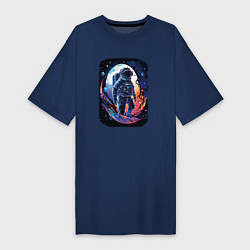 Футболка женская-платье Космический Исследователь, цвет: тёмно-синий