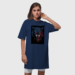 Футболка женская-платье Агрессивный злой волк, цвет: тёмно-синий — фото 2