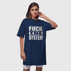 Футболка женская-платье SoD - f**k the system, цвет: тёмно-синий — фото 2