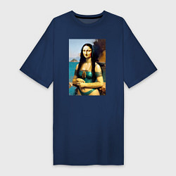 Женская футболка-платье Мона Лиза на пляже - Биарриц - Франция