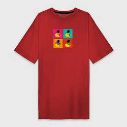 Женская футболка-платье Chicken Gun: цветные квадраты