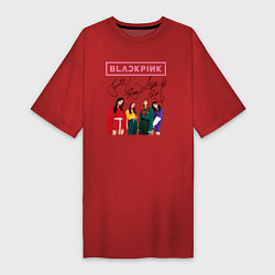 Футболка женская-платье Blackpink Lisa Jisoo Jennie Rose, цвет: красный