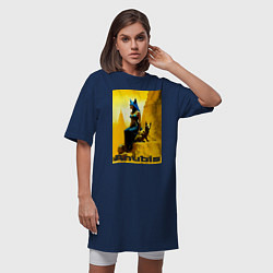 Футболка женская-платье Бог Анубис в женском обличии - нейросеть, цвет: тёмно-синий — фото 2