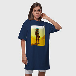 Футболка женская-платье Девушка-астронавт в пустыне - нейросеть, цвет: тёмно-синий — фото 2