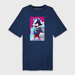 Женская футболка-платье Girl and wolf - anime - neural network