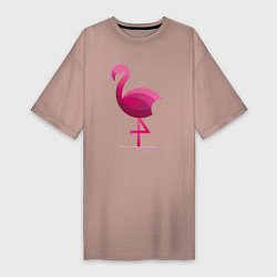 Футболка женская-платье Фламинго минималистичный, цвет: пыльно-розовый