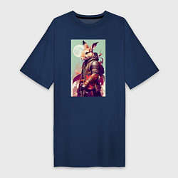 Женская футболка-платье Кролик на фоне луны - нейросеть