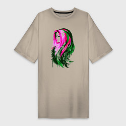 Женская футболка-платье Девушка цветными перьями