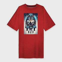 Женская футболка-платье Шаман волк