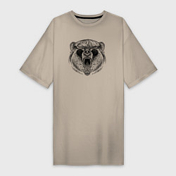 Женская футболка-платье Медведь в кепке и очках