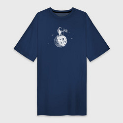 Женская футболка-платье США на луне