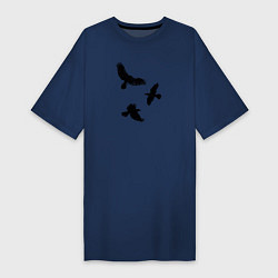 Женская футболка-платье Птицы черные вороны