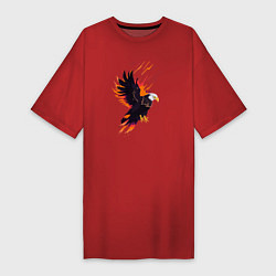 Футболка женская-платье Орел парящая птица абстракция, цвет: красный