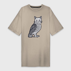 Женская футболка-платье Кошка сова
