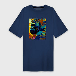 Футболка женская-платье Лесная горилла, цвет: тёмно-синий