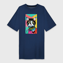 Женская футболка-платье Pop art cat - neural network