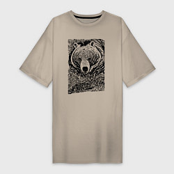 Женская футболка-платье Хозяин русского леса - медведь