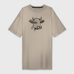 Женская футболка-платье Корова голова